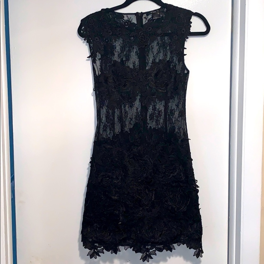 Black shear lace dress